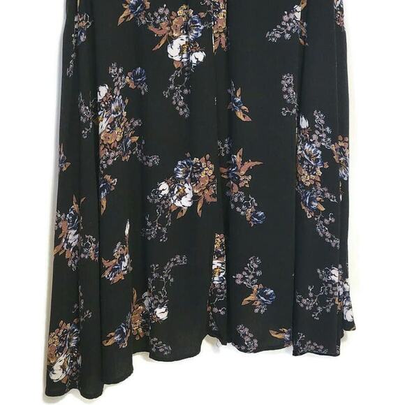 Free People Floral Mini Dress Black V Neck Sleeveless Swing Flowy Babydoll S - Picture 11 of 16